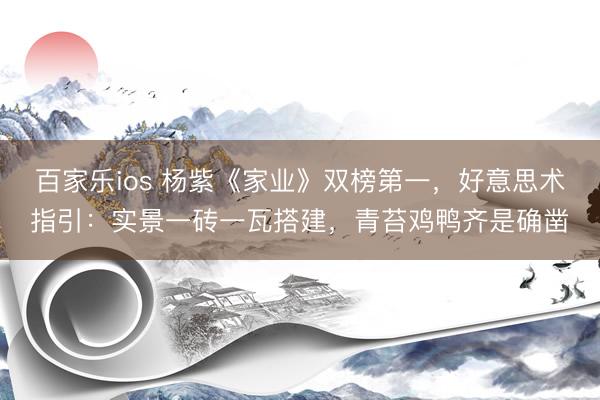 百家乐ios 杨紫《家业》双榜第一,好意思术指引:实景一砖一瓦搭建,青苔鸡鸭齐是确凿